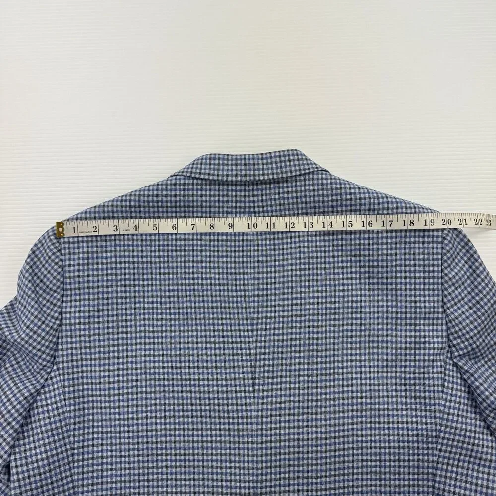 Nautica Mens Blue Plaid Blazer Sport Coat Stretch Map Lining 48R